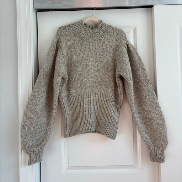 Topshop Women’s Balloon Sleeve Essential Sweater 12 Neutral Closet Staple - Picture 1 of 13